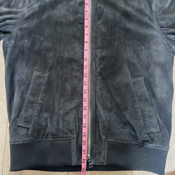 Officine Générale Mens Suede Bomber Jacket, Blue/Gray, Like New, Size Large - Picture 11 of 14